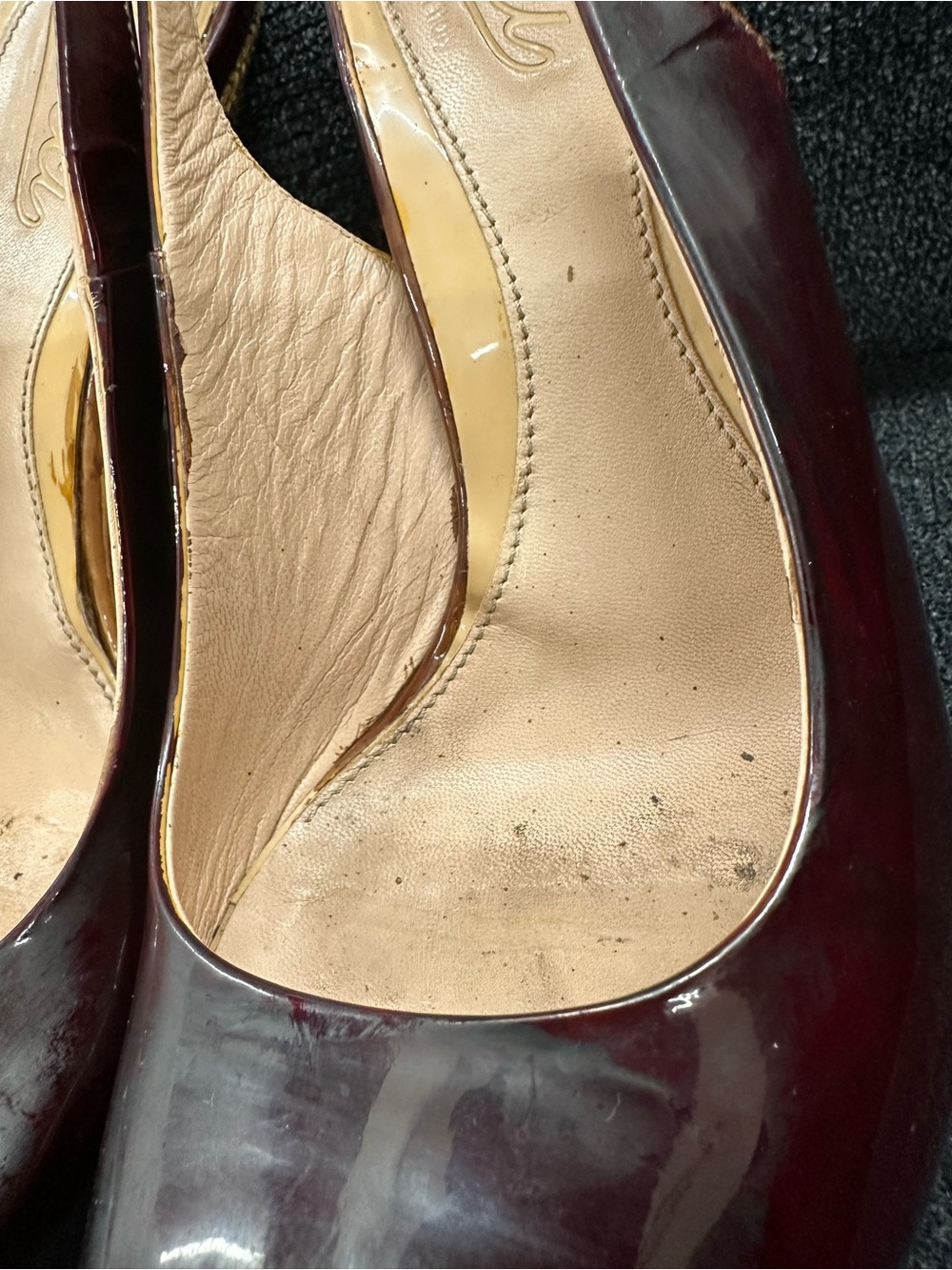 Gucci Women's Burgundy Peep-Toe Slingback Heels size 37 EU Made in Italy - Picture 8 of 16